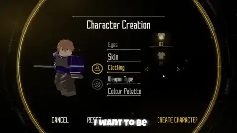 Picking a weapon type on the create screen